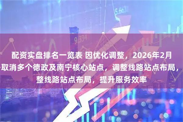 配资实盘排名一览表 因优化调整,2026年2月28日起705路取消多个德政及南宁核心站点,调整线路站点布局,提升服务效率